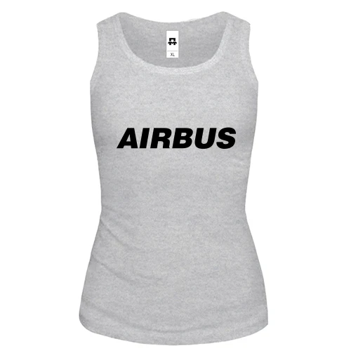 Женская майка, серый меланж, с надписью Airbus