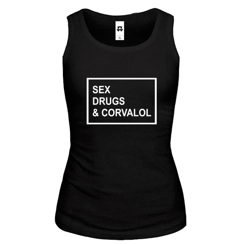 Женская майка Sex drugs & corvalol