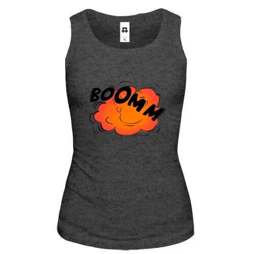 Женская майка с надписью "BOOM"