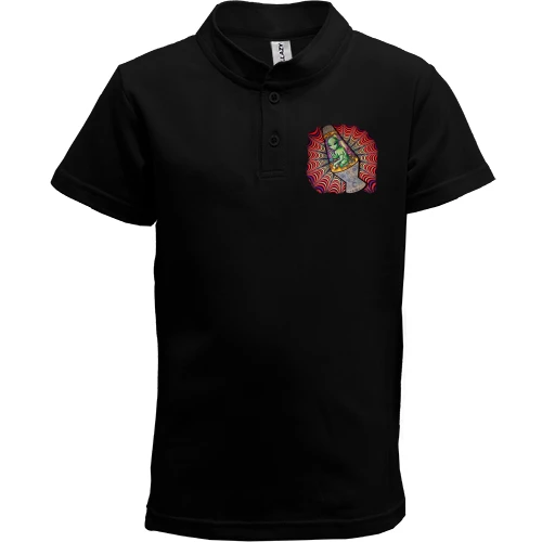Детская футболка поло, Черный, с пришельцем в лампе
