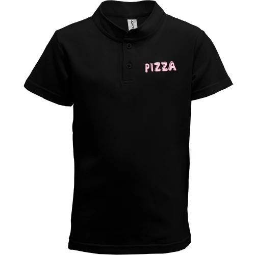 Детская футболка поло, Черный, с надписью "Pizza"