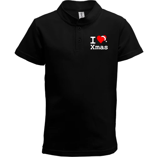 Детская футболка поло, Черный, с надписью "I love Xmas"