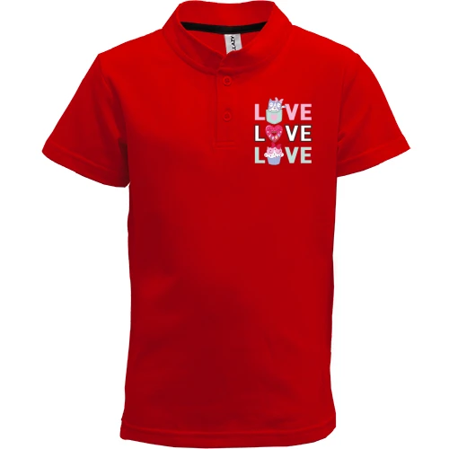 Детская футболка поло, Красный, Love Love Love