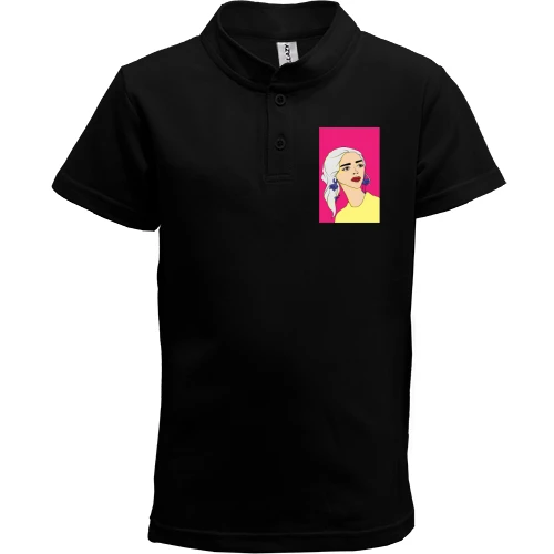 Детская футболка поло, Черный, Blonde on pink background