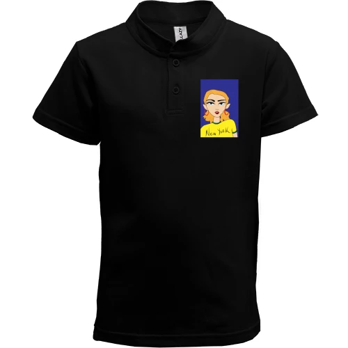 Дитяча футболка поло, Чорний, Blonde in a yellow t-shirt