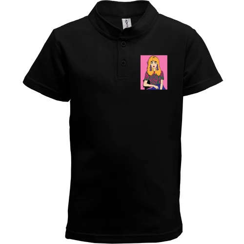 Детская футболка поло, Черный, Blonde in a strange t-shirt