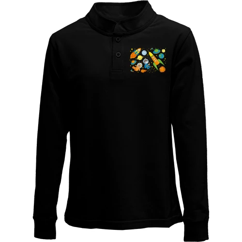 Детский лонгслив поло Ракеты и маленькие космонавты