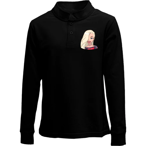 Дитячий лонгслів поло, Чорний, Art. Blonde smiling
