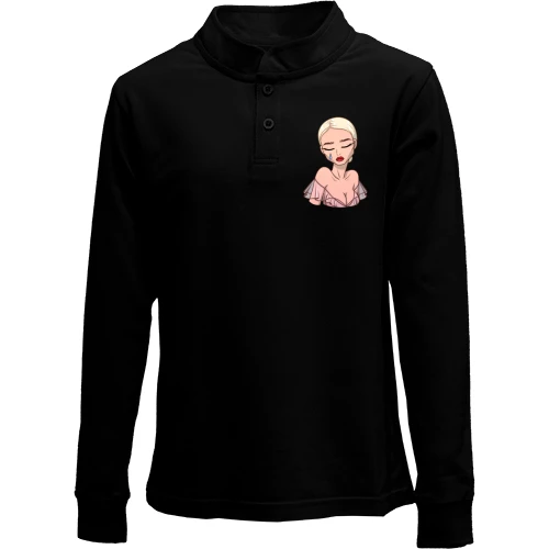 Детский лонгслив поло, Черный, Art. Blonde crying