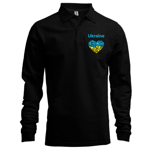 Мужской лонгслив поло Ukraine - сердце