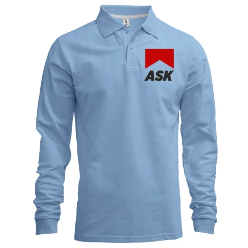 Мужской лонгслив поло с надписью "ASK"