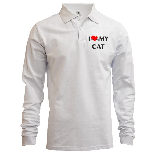 Чоловічий лонгслів поло I love my cat