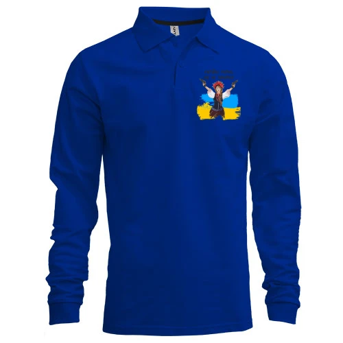 Мужской лонгслив поло Украина мирная, но не покорная!