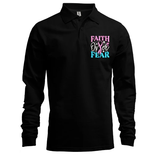 Чоловічий лонгслів поло з написом Faith over Fear