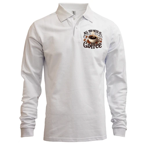 Мужской лонгслив поло All You need is Coffee