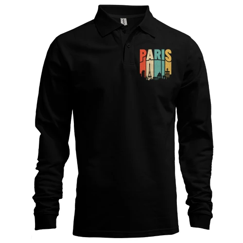 Мужской лонгслив поло Paris Retro