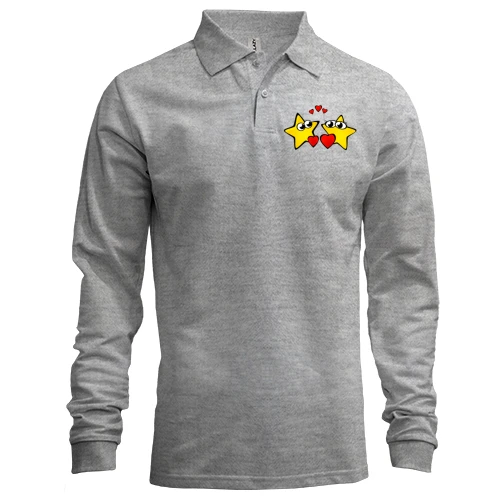 Мужской лонгслив поло с влюбленными звездочками