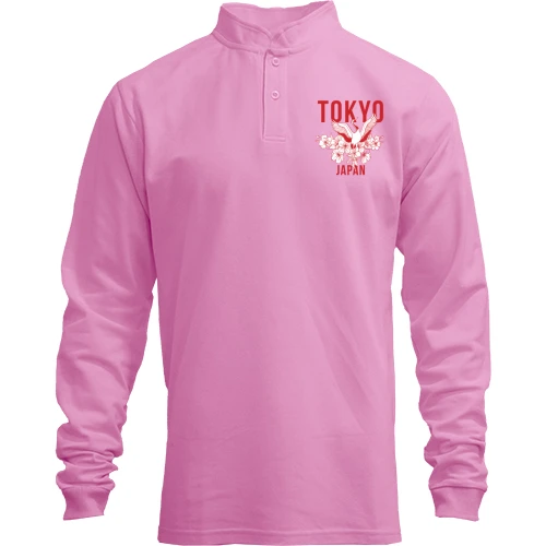 Мужской лонгслив поло со стойкой Tokyo Japan