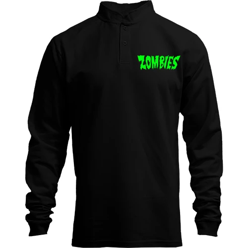 Мужской лонгслив поло со стойкой с надписью Zombies