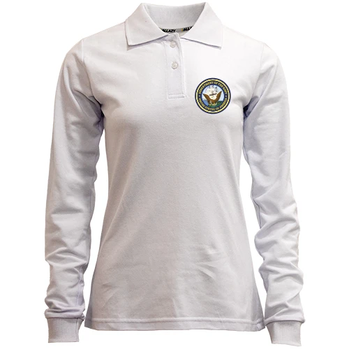 Жіночий лонгслів поло, білий, NAVY (mini)