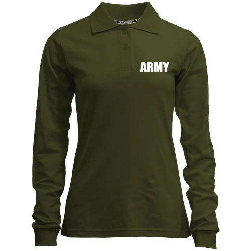 Женский лонгслив поло, хаки, ARMY (Армия)