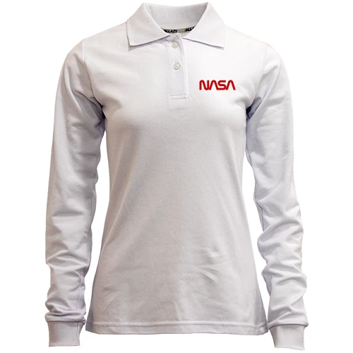 Жіночий лонгслів поло, білий, NASA Worm logo mini