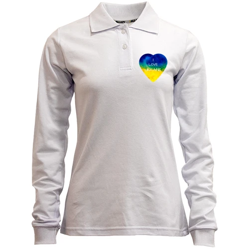 Женский лонгслив поло "I love Ukraine" на сердце