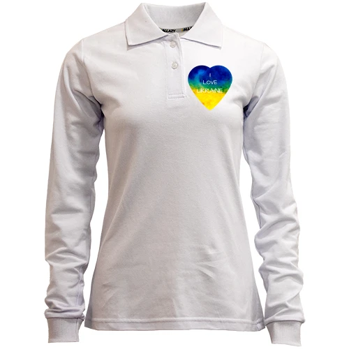 Женский лонгслив поло "I love Ukraine" на сердце (мини)