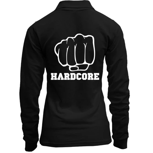 Женский лонгслив поло с кулаком и надписью Hardcore