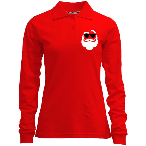 Женский лонгслив поло с Сантой в темных очках (Cool Santa)