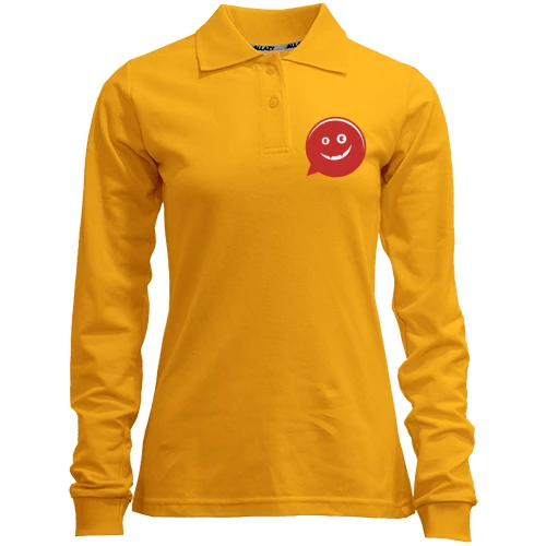 Женский лонгслив поло со смайлом-сообщением