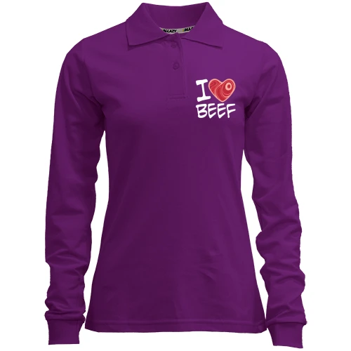 Женский лонгслив поло "I love Beef"