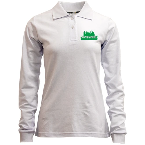 Женский лонгслив поло Minecraft Green Logo