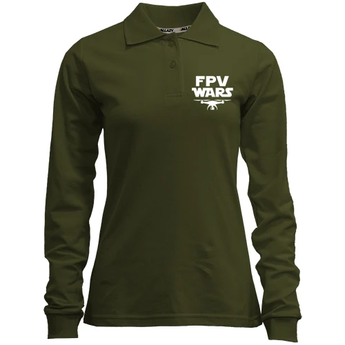 Женский лонгслив поло, хаки, "FPV Wars"