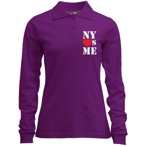 Женский лонгслив поло с надписью New york loves me