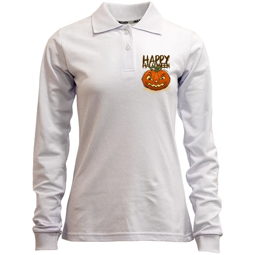 Женский лонгслив поло с надписью Happy Halloween