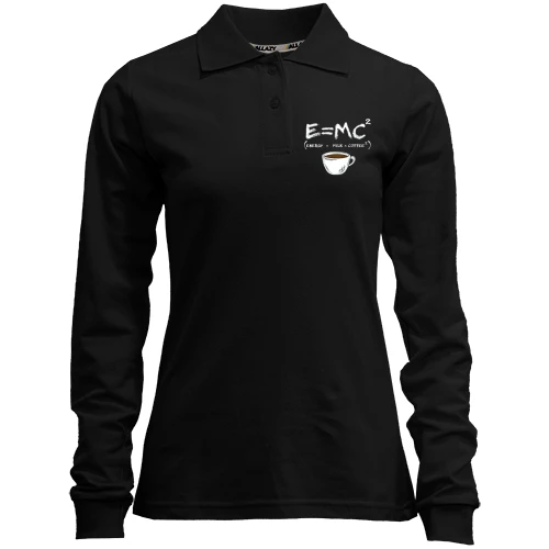 Женский лонгслив поло E=MC2 (Energy = Milk x Coffee)