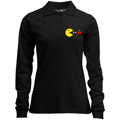 Женский лонгслив поло Pacman с вишней
