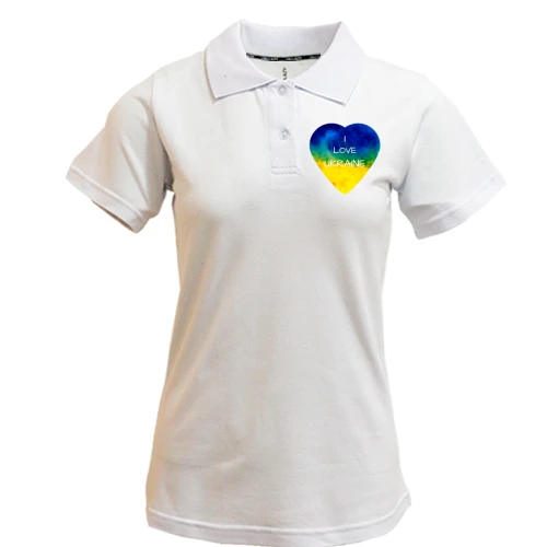 Женская футболка-поло "I love Ukraine" на сердце
