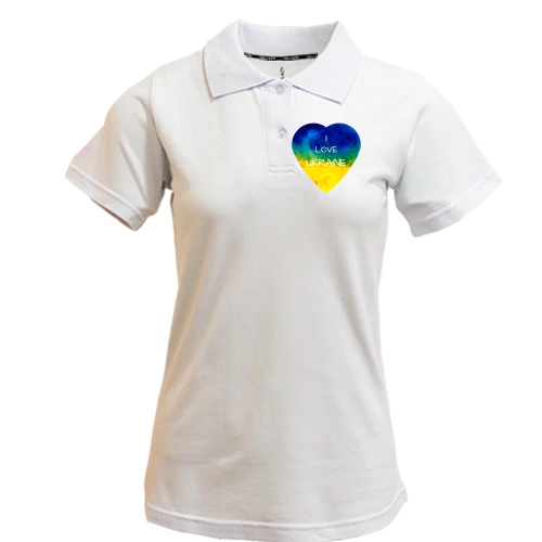 Женская футболка-поло "I love Ukraine" на сердце (мини)