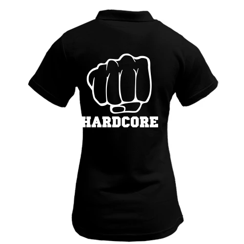 Женская футболка-поло с кулаком и надписью Hardcore