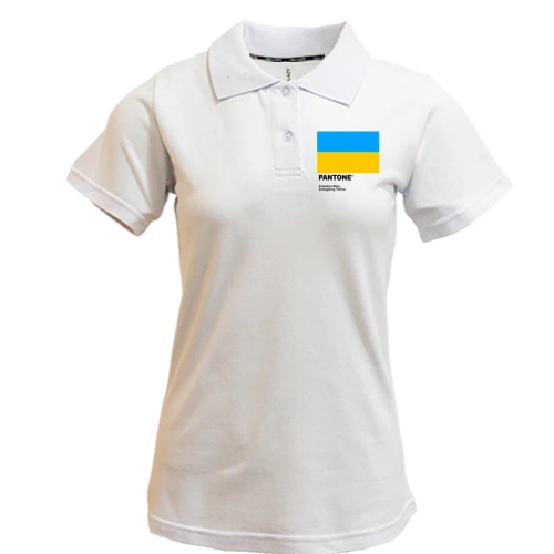 Женская футболка-поло, Белый, PANTONE Freedom blue, energizing yellow