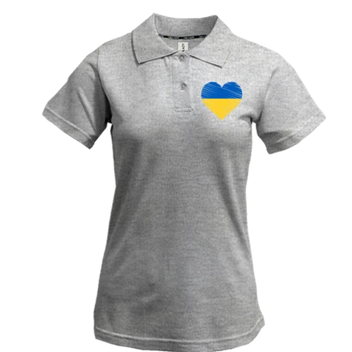 Жіноча футболка-поло з серцем у кольорах національного прапора