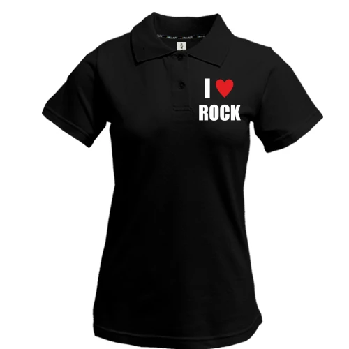 Женская футболка-поло, Черный, I love Rock