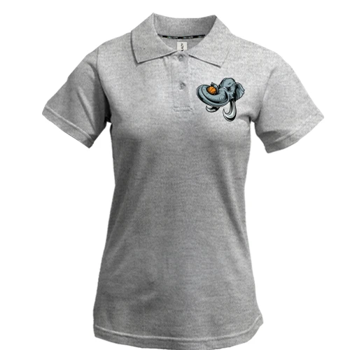 Женская футболка-поло со слоном и баскетбольным мячом