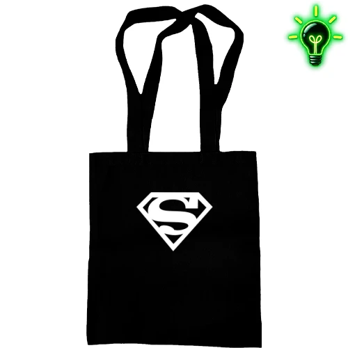 Сумка шопер, Чорний, Superman (glow)