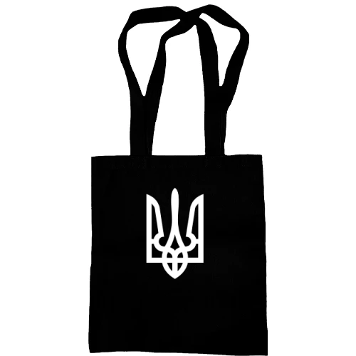 Сумка шоппер, Черный, с гербом Украины (Н)