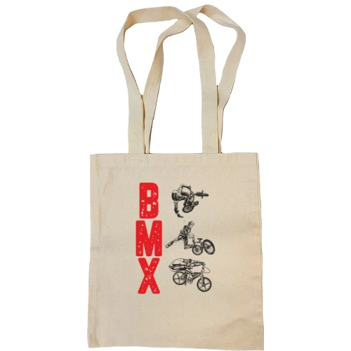 Сумка шоппер, Бежевый, с надписью "BMX"