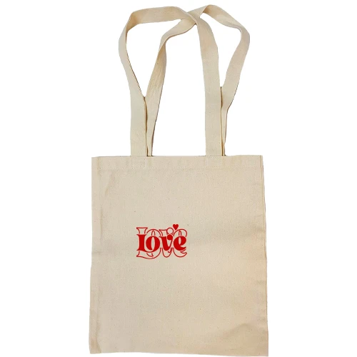 Сумка шоппер, Красный, с надписью Love Love мини