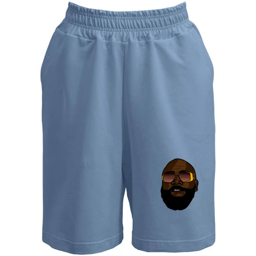 Мужские шорты, Белый, с улыбающимся Rick Ross